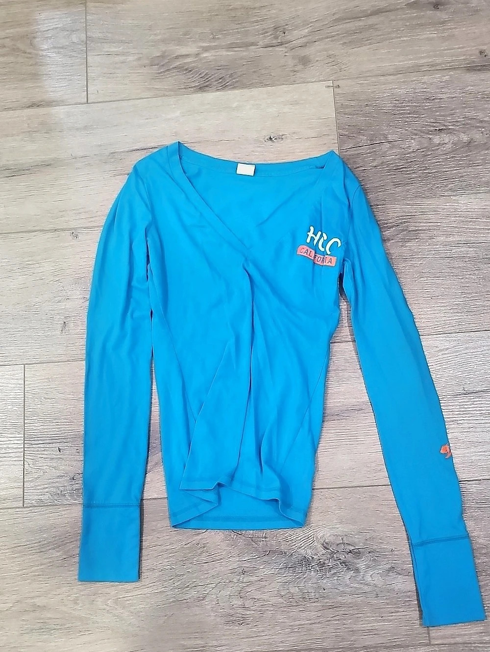 Hollister Long Sleeve Logo Top in Blue Size Small